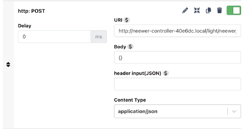 A HTTP POST action to toggle the Neewer light on and off