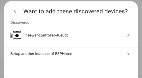 Home Assistant showing a list of discovered devices:right