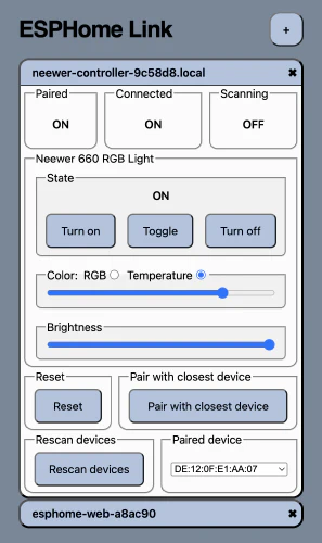 ESPHome Web App at esplink.app :left