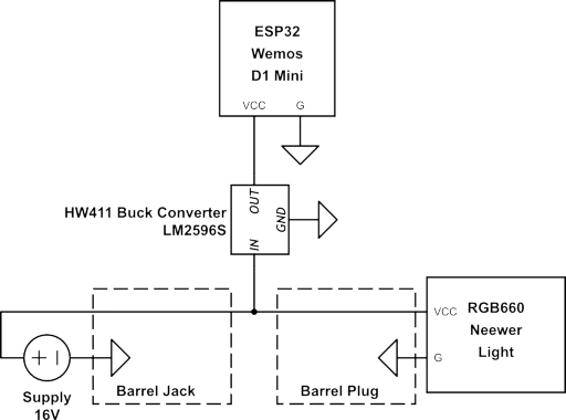 Wiring diagram of the Neewer RGB660 WIFI module